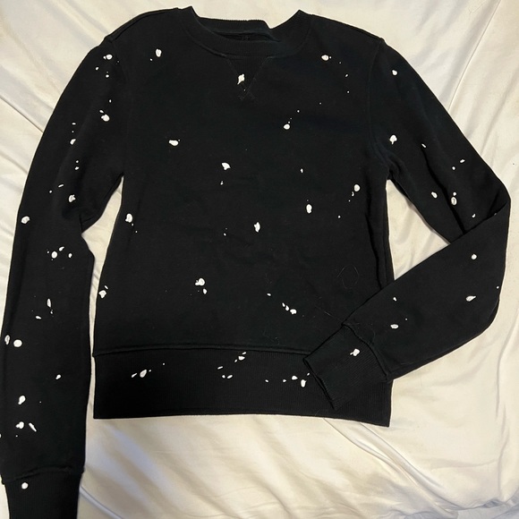 Rag & Bone Black Crewneck Sweater with White Paint Splatter Cotton extra small - Picture 3 of 7